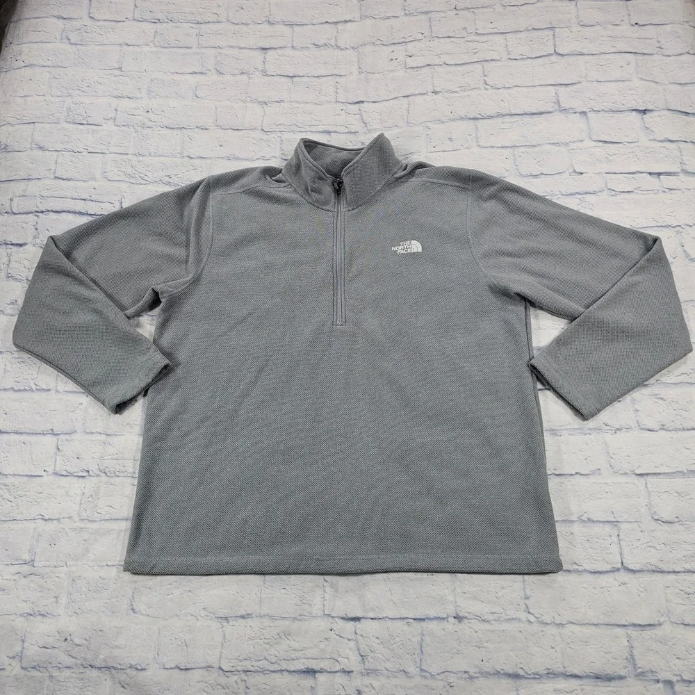 The North Face Cap Rock Pullover Mens XXL Gray 1/4 Zip Fleece Textured Jacket